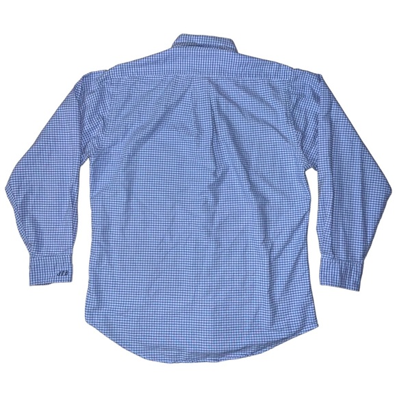 L.L. Bean Men's Dress Shirt 15-32 Blue Checkered Plaid Long Sleeve Button-Up - Picture 9 of 11